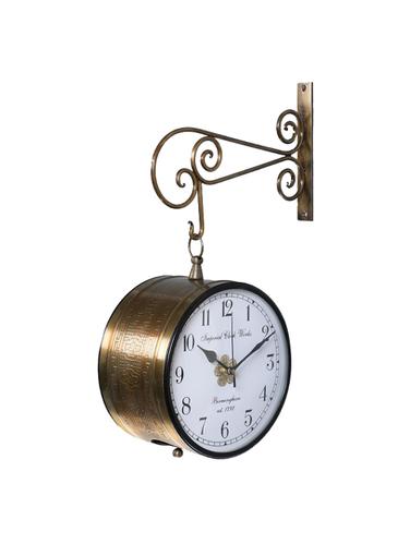 Metal Copper Finish Handicrafts Vintage Wall Clock Double Side Railway Clock - 15013607 - Very Small Image - 1