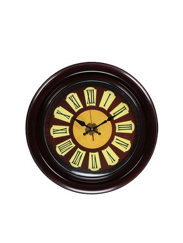 Round Antique Multicolor Dial Wooden Wall Clock - 15013622 - Very Small Image - 1