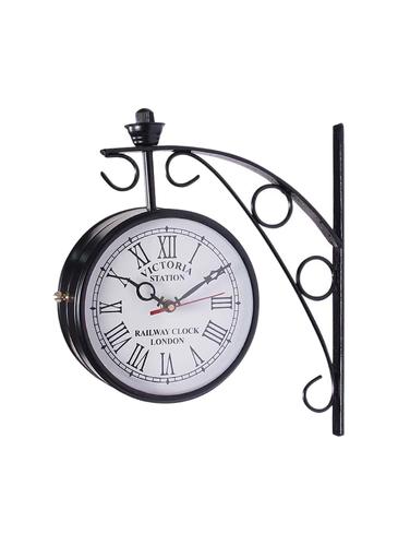 Metal 6 Inch Clock Dia Vintage Victoria Wall Clock Two Side Station Clock - 15013636 - Very Small Image - 1