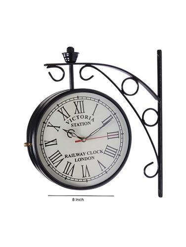 Retro 8 Inch Clock Dia Metal Wall Clock Double Sided Railway Clock - 15013637 - Very Small Image - 1