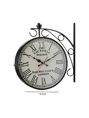Vintage 12 Inch Clock Dia Metal Station Clock Two Sided Wall Clock - 15013639 - Very Small Image - 1