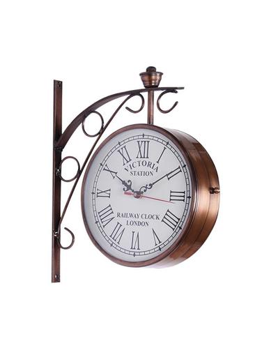 6 Inch Clock Dia Copper Finish Metal Wall Clock Double Side - 15013640 - Very Small Image - 1