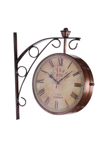 Copper Finish 8 Inch Clock Dia Double Sided Vintage Wall Clock Railway Clock - 15013645 - Very Small Image - 1