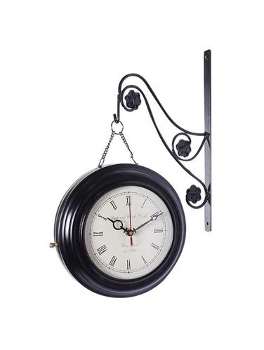 Black Metal Double Side Imperial Chain Railway Clock Vintage Wall Clock - 15013647 - Very Small Image - 1