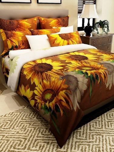PolyCotton Double Bedsheet With 2 Pillow Covers - 15013661 - Very Small Image - 1