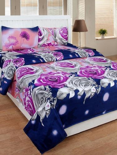 PolyCotton Double Bedsheet With 2 Pillow Covers - 15013670 - Very Small Image - 1