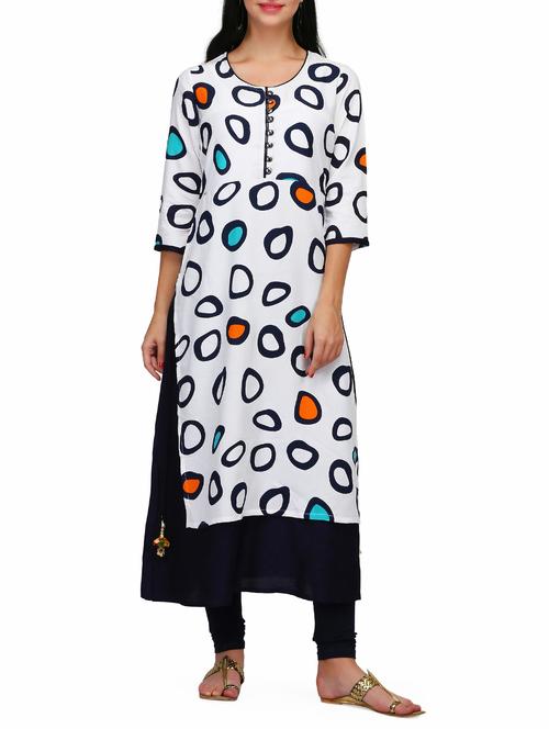 white rayon straight kurta - 15013692 - Standard Image - 1