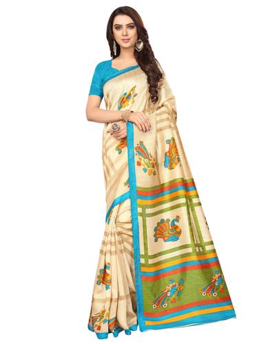 multi silk blend bhagalpuri saree with blouse - 15013705 - Very Small Image - 1