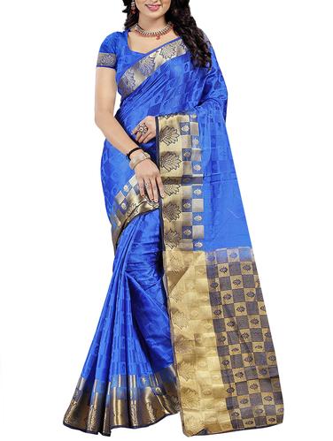 blue art silk woven saree with blouse - 15013772 - Very Small Image - 1