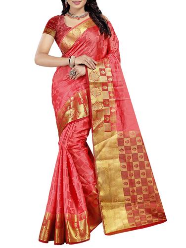 peach art silk woven saree with blouse - 15013774 - Very Small Image - 1