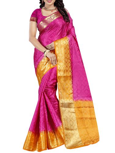 magenta art silk woven saree with blouse - 15013779 - Very Small Image - 1