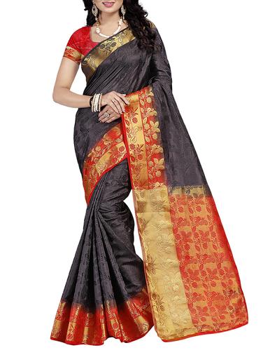 black art silk woven saree with blouse - 15013792 - Very Small Image - 1