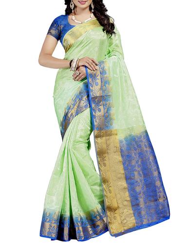 green art silk woven saree with blouse - 15013796 - Very Small Image - 1