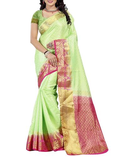 green art silk woven saree with blouse - 15013800 - Very Small Image - 1