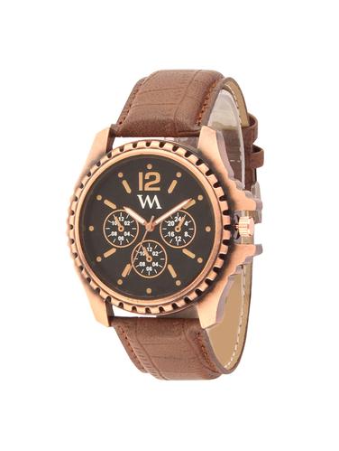 Watch Me Black Dial Brown Leather Strap Watch for Men AWC-008x - 15013848 - Very Small Image - 1
