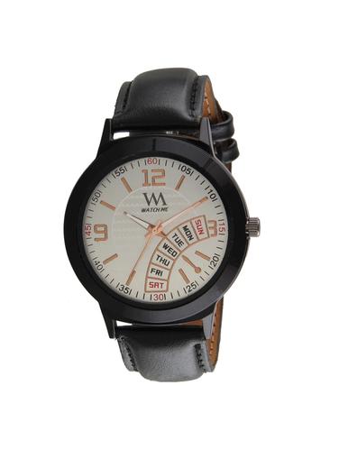 Watch Me White Dial Black Leather Watch for Men WMAL-305-Wx - 15013854 - Very Small Image - 1