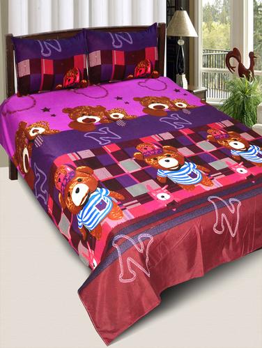 PolyCotton Double Bedsheet With 2 Pillow Covers - 15013968 - Very Small Image - 1