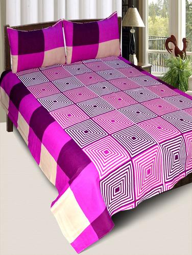 PolyCotton Double Bedsheet With 2 Pillow Covers - 15013972 - Very Small Image - 1