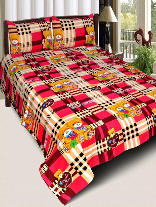 PolyCotton Double Bedsheet With 2 Pillow Covers - 15013973 - Standard Image - 1