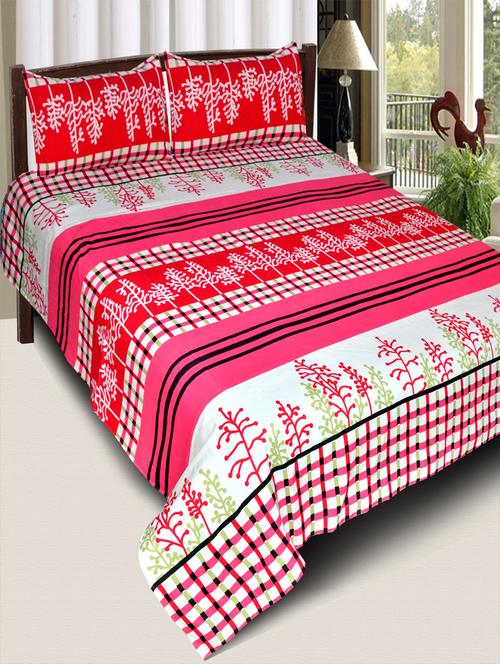 PolyCotton Double Bedsheet With 2 Pillow Covers - 15013974 - Standard Image - 1