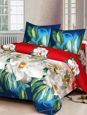 PolyCotton Double Bedsheet With 2 Pillow Covers - 15013978 - Standard Image - 1