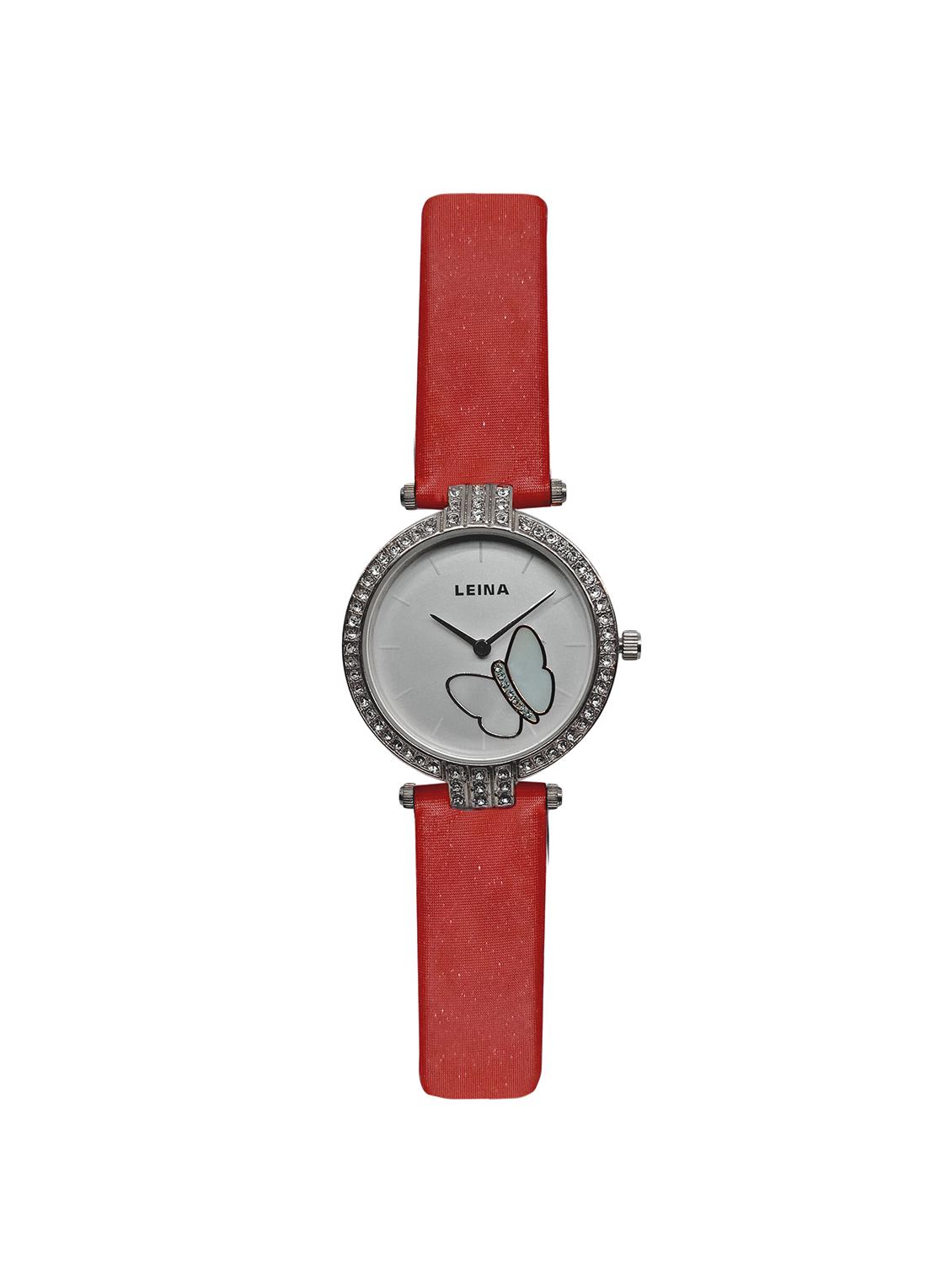 JM New Leina Style L1 Silver Dial Red Leather Belt Watch - 15013990 - Zoom Image - 1