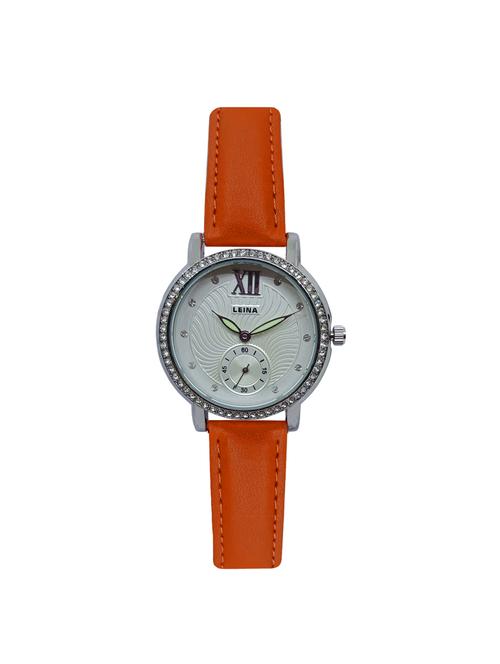 JM New Leina Style L1 Silver Dial Orange Leather Belt Watch - 15014021 - Standard Image - 1