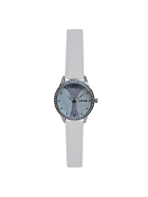 JM New Leina Style L2 Silver Dial White Leather Belt Watch - 15014039 - Standard Image - 1
