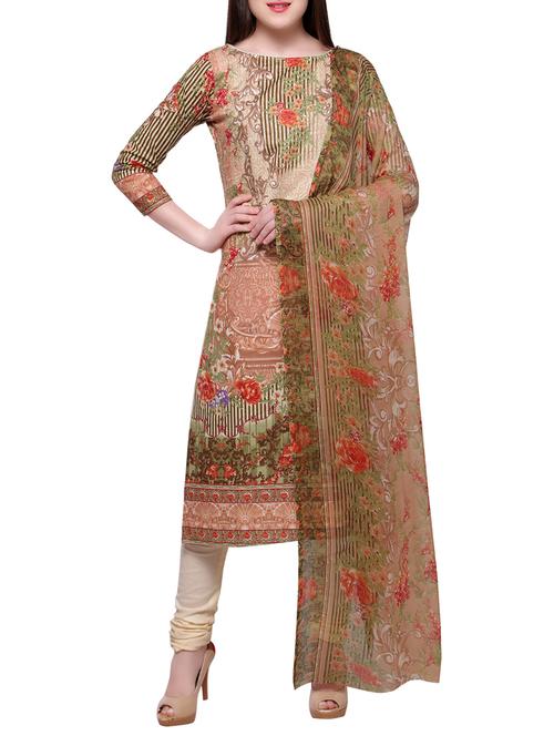 Cream churidaar suits unstitched suit - 15014061 - Standard Image - 1