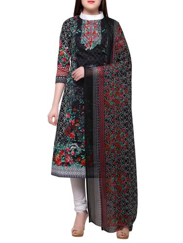black cotton churidaar suits unstitched suit - 15014065 - Very Small Image - 1