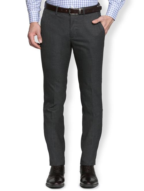 grey polyester blend flat front formal trouser - 15014084 - Very Small Image - 1