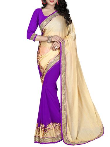 purple georgette half and saree with blouse - 15014244 - Very Small Image - 1