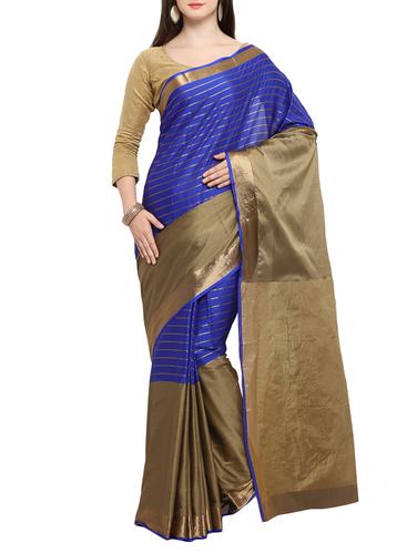 blue cotton silk woven saree with blouse - 15014363 - Very Small Image - 1