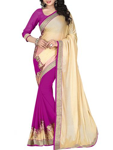 pink georgette half and saree with blouse - 15014598 - Very Small Image - 1