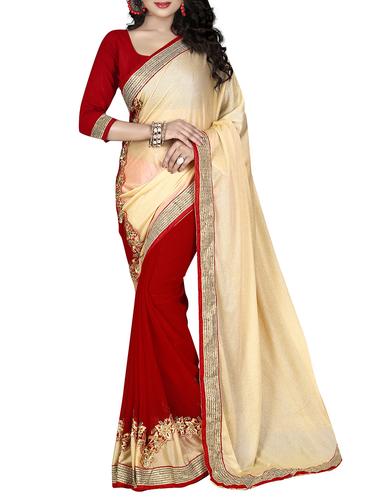 maroon georgette half and saree with blouse - 15014599 - Very Small Image - 1