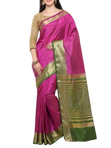 pink cotton silk bordered saree with blouse - 15014607 - Very Small Image - 1