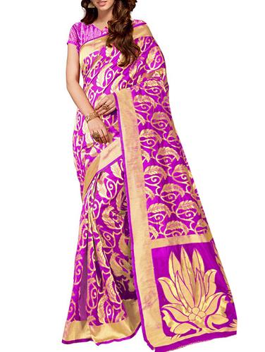 pink cotton silk woven saree with blouse - 15014617 - Very Small Image - 1
