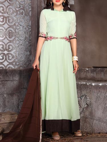 Embroidered anarkali suits semi-stitched suit - 15014653 - Very Small Image - 1