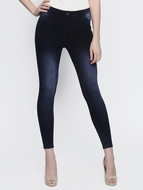 dark blue stone wash denim jeans - 15014943 - Standard Image - 1