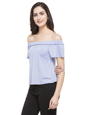 frill detail off shoulder top - 15014958 - Standard Image - 2
