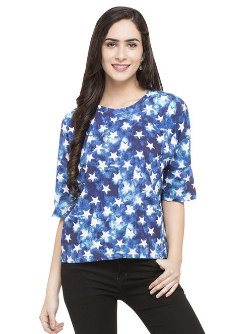 blue cotton printed top - 15014965 - Standard Image - 1