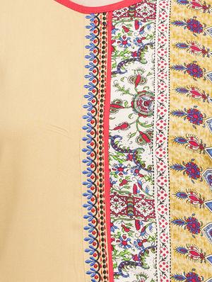 beige cotton blend asymmetric kurta - 15014989 - Standard Image - 4