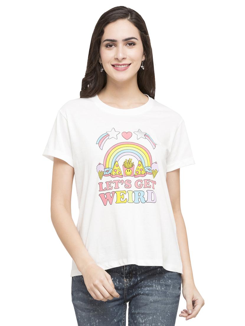 white cotton printed tee - 15015029 - Zoom Image - 1