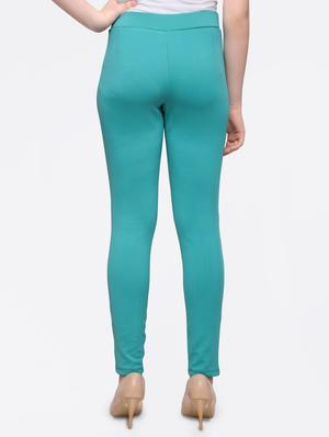 green solid jeggings - 15015067 - Standard Image - 3