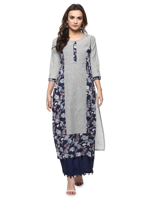 white cotton straight kurta - 15015118 - Standard Image - 1