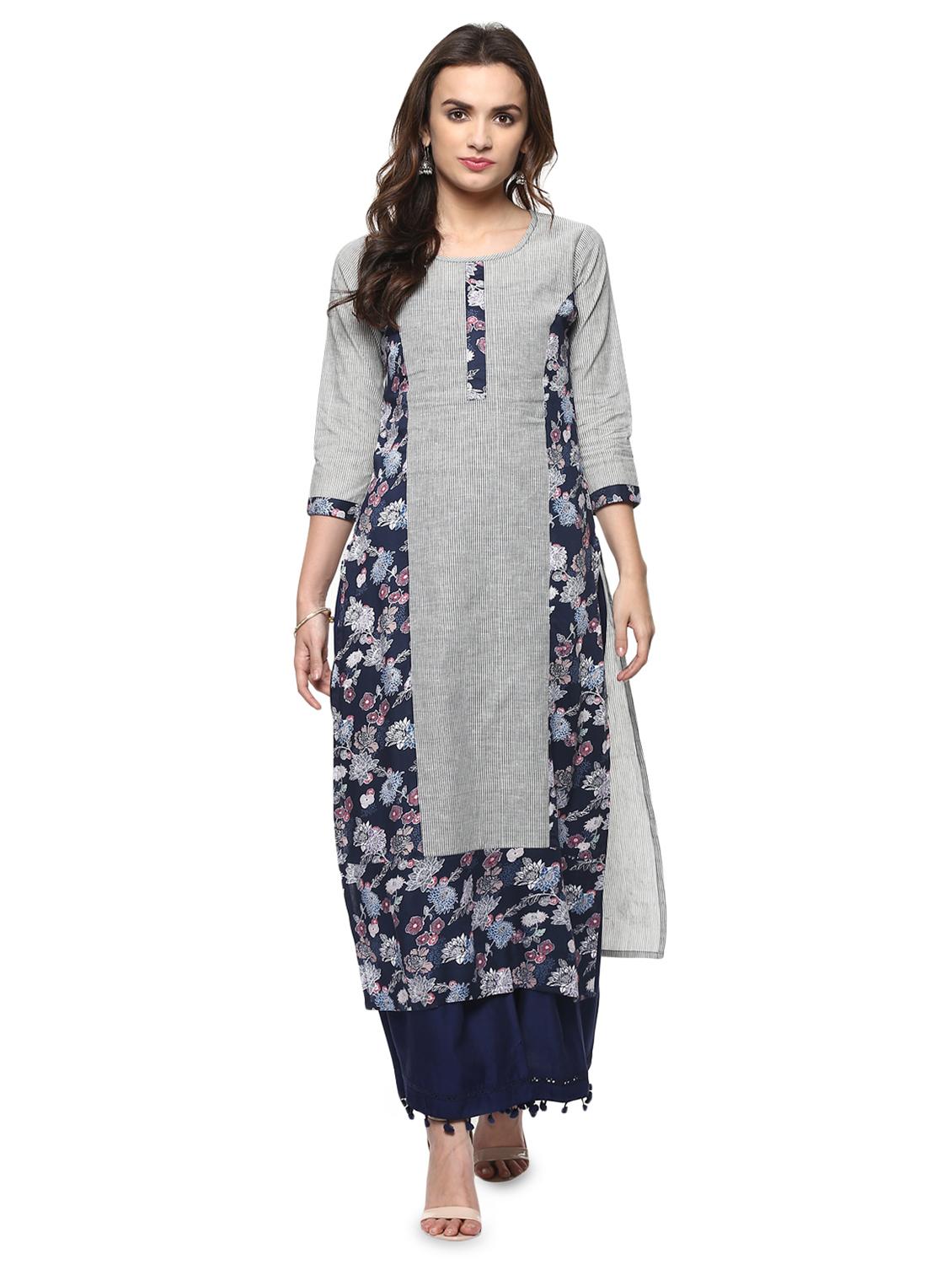 white cotton straight kurta - 15015118 - Zoom Image - 1