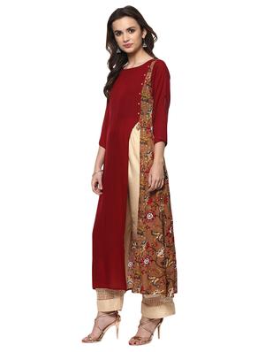 printed high slit kurta - 15015123 - Standard Image - 2
