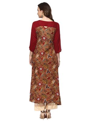 printed high slit kurta - 15015123 - Standard Image - 3