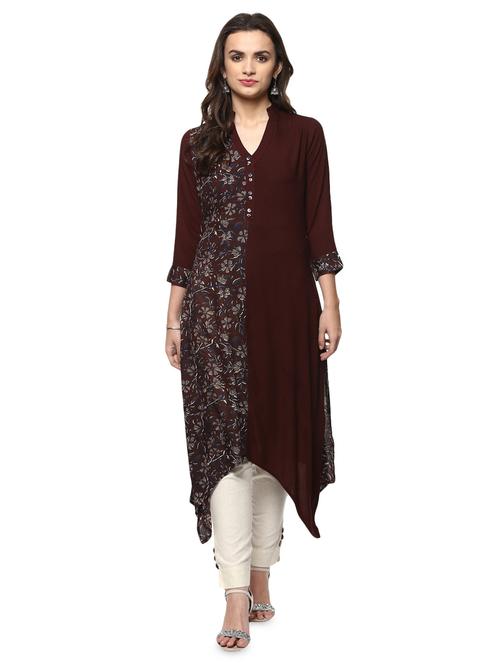 printed asymmetric kurta - 15015129 - Standard Image - 1