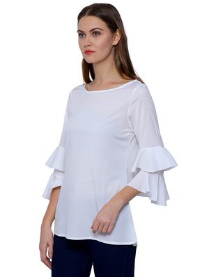 solid white bell sleeved top - 15015384 - Standard Image - 3